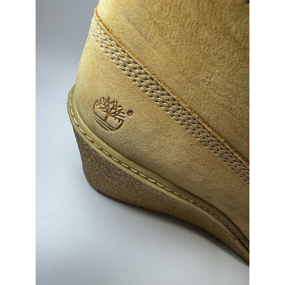 Timberland Women's Amston Wedge High Heel Wheat Suede Leather Boots SIZE 9 - Picture 6 of 16